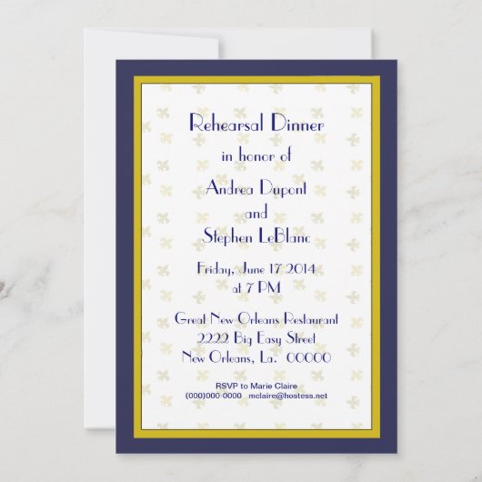 New Orleans Crescent Moon Rehearsal Dinner Invite Kaart (Achterkant)