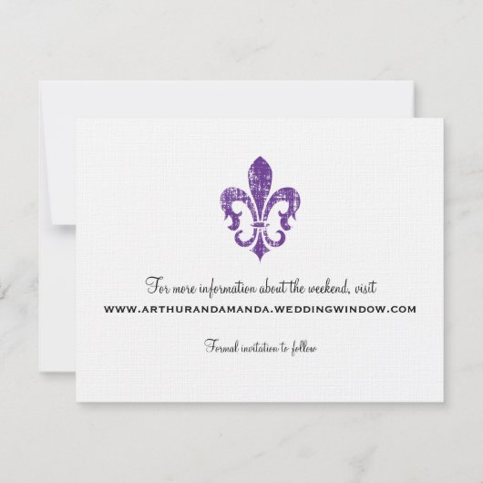 New Orleans | Datum opslaan | Paars Save The Date (Achterkant)