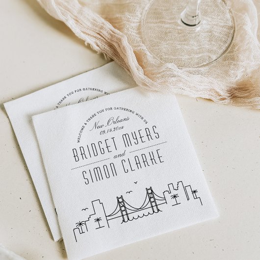 New Orleans Deco Skyline | Weddenschap Napkins Servet
