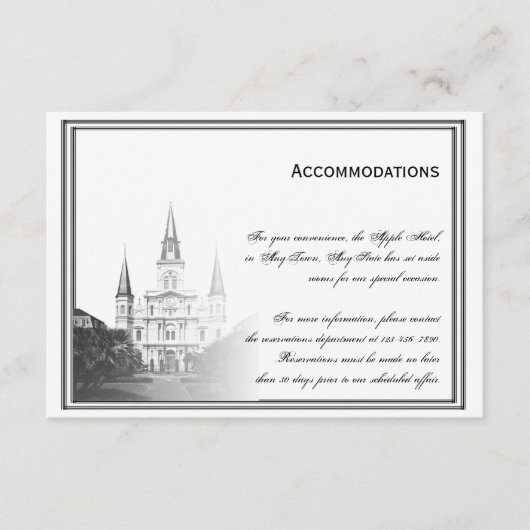 New Orleans Destination Wedding Accomodations Informatiekaartje (Voorkant)