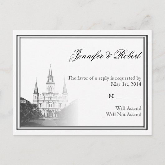 New Orleans Destination Wedding RSVP Briefkaart (Voorkant)