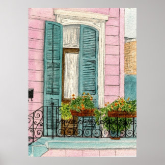 New Orleans Deuren met Shutters Poster