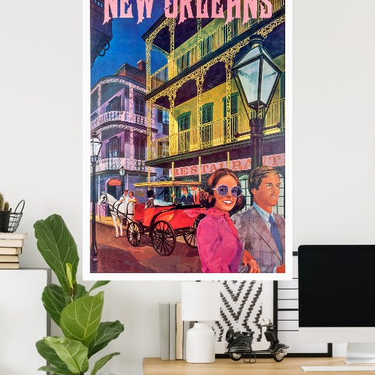 New Orleans, een stel op wandeling Poster (Thuiskantoor)