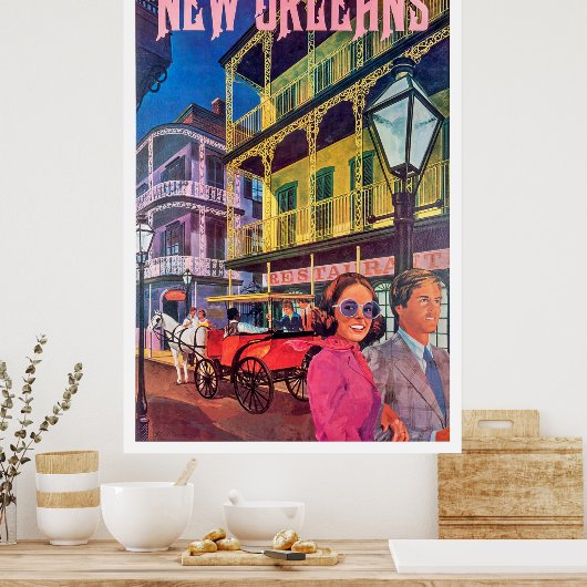 New Orleans, een stel op wandeling Poster (Keuken)