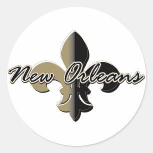 New Orleans Fleur de lis bk/gd Ronde Sticker