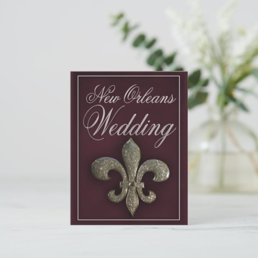 New Orleans fleur-de-lis bruiloft Briefkaart (Staand voorkant)