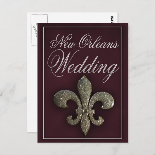 New Orleans fleur-de-lis bruiloft Briefkaart (Voorkant / Achterkant)