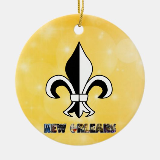 New Orleans Fleur de Lis Gold Kerstmis Keramisch Ornament (Voorkant)