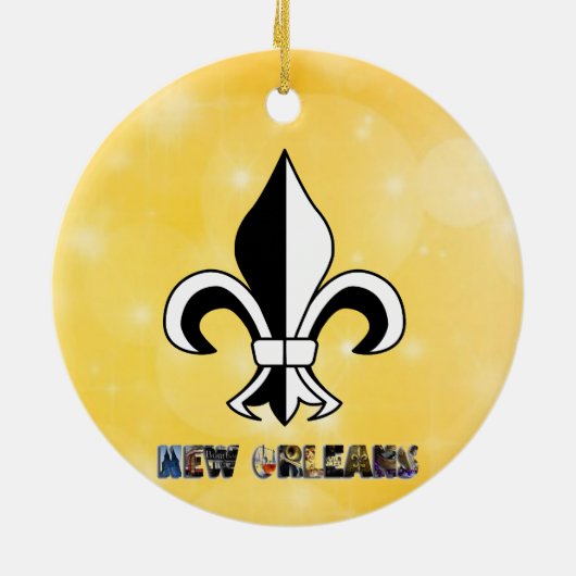 New Orleans Fleur de Lis Gold Kerstmis Keramisch Ornament (Achterkant)
