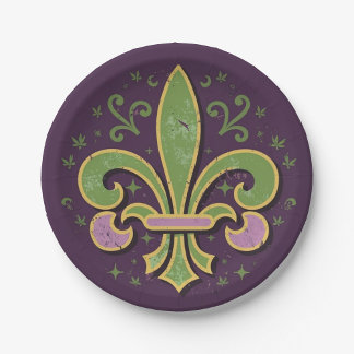 New Orleans fleur-de-lis groen en paarse Papieren Bordje