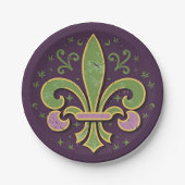 New Orleans fleur-de-lis groen en paarse Papieren Bordje