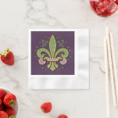 New Orleans fleur-de-lis groen en paarse Servet (Insitu)