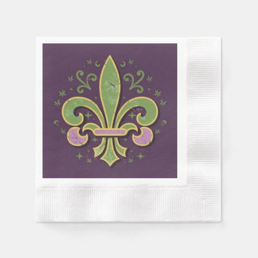 New Orleans fleur-de-lis groen en paarse Servet (Voorkant)