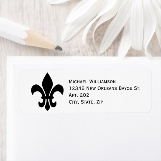 New Orleans Fleur de Lis Symbol Black Persoonlijk Etiket (Insitu)