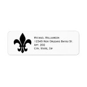 New Orleans Fleur de Lis Symbol Black Persoonlijk Etiket (Voorkant)