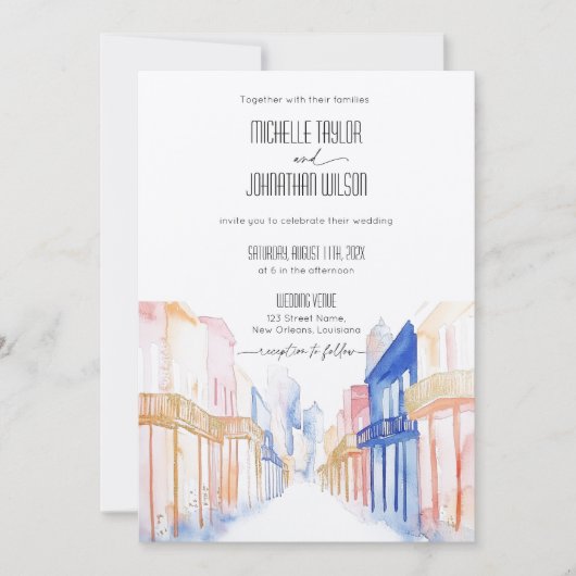 New Orleans Franse wijk bestemming bruiloft Kaart (Voorkant)