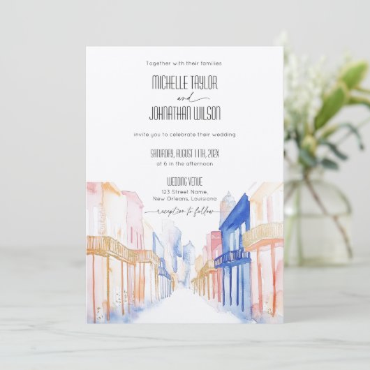 New Orleans Franse wijk bestemming bruiloft Kaart (Staand voorkant)