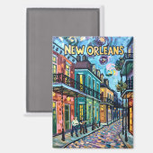 New Orleans Franse wijk reizen Van Gogh stijl Magneet (Voorkant / Achterkant)
