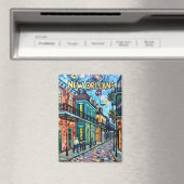 New Orleans Franse wijk reizen Van Gogh stijl Magneet (Insitu (Vaatwasser))