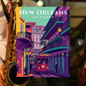 New Orleans Franse wijk Retro Reizen Briefkaart