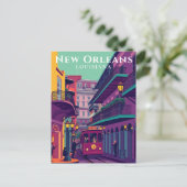 New Orleans Franse wijk Retro Reizen Briefkaart (Staand voorkant)