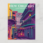 New Orleans Franse wijk Retro Reizen Briefkaart (Voorkant)