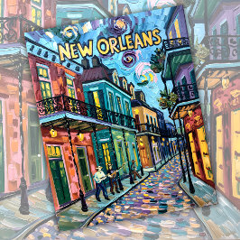 New Orleans Franse wijk Van Gogh stijl reizen Feestdagenkaart