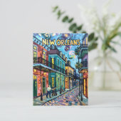 New Orleans Franse wijk Van Gogh stijl reizen Feestdagenkaart (Staand voorkant)