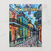 New Orleans Franse wijk Van Gogh stijl reizen Feestdagenkaart (Voorkant)