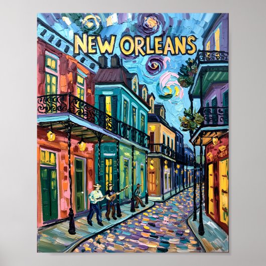 New Orleans Franse wijk Van Gogh stijl reizen Poster (Voorkant)