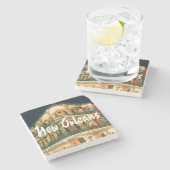 New Orleans French Quarter Architecture Stenen Onderzetter (Zijkant)