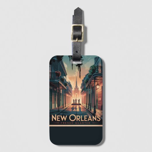 New Orleans French Quarter Bagagelabel (Voorkant (verticaal))