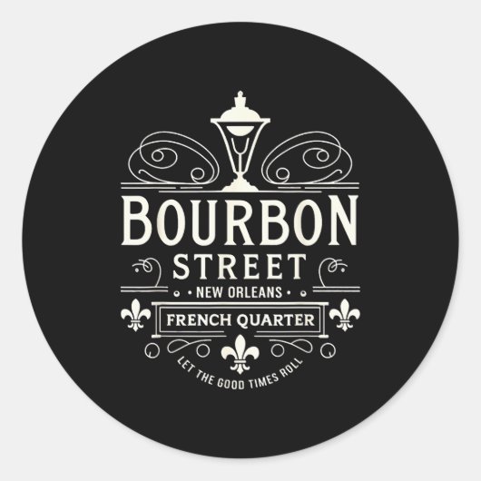 New Orleans French Quarter Bourbon Street Louisian Ronde Sticker (Voorkant)