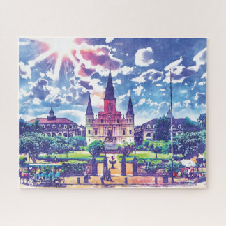 New Orleans French Quarter Colorful Waterverf Legpuzzel