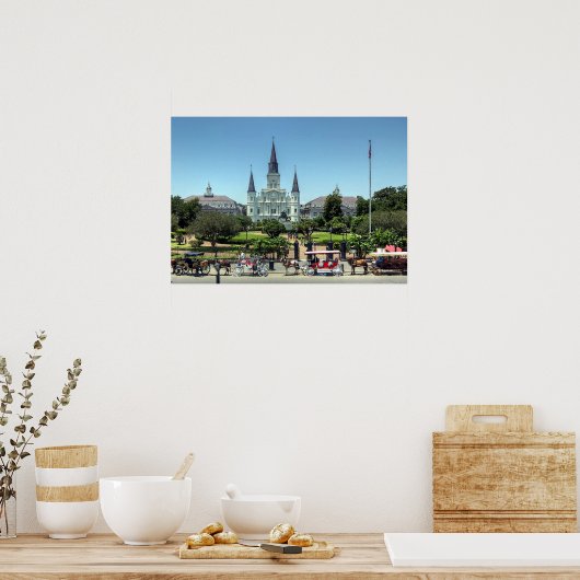 New Orleans French Quarter Jackson Square Print (Keuken)