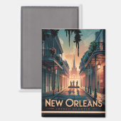 New Orleans French Quarter Magneet (Voorkant / Achterkant)