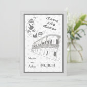 New Orleans French Quarter Save the Date Kaarten (Staand voorkant)