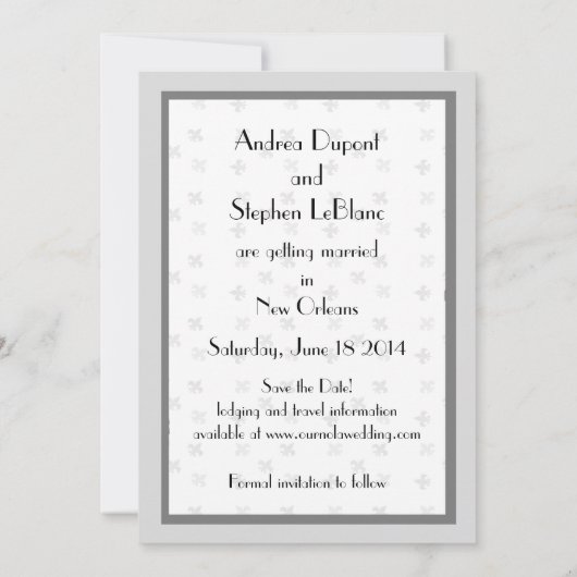 New Orleans French Quarter Save the Date Kaarten (Achterkant)