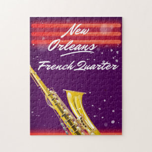 New Orleans French Quarter Saxofoon reisposter Legpuzzel
