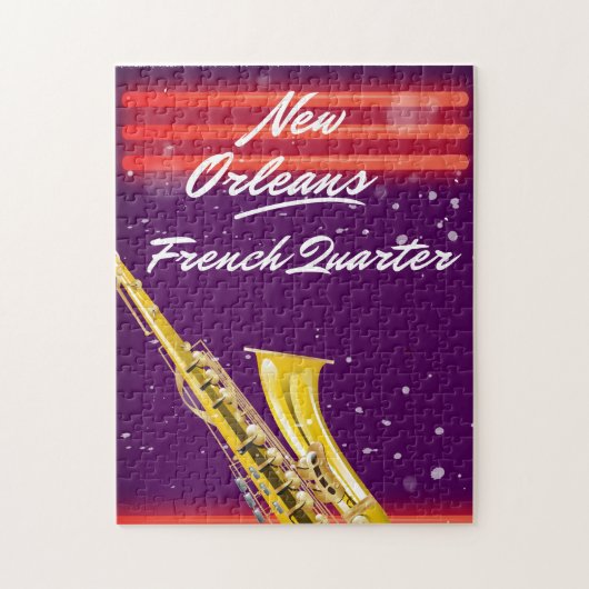New Orleans French Quarter Saxofoon reisposter Legpuzzel (Verticaal)