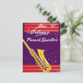 New Orleans French Quarter Saxophone reisposter Briefkaart (Staand voorkant)