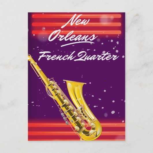 New Orleans French Quarter Saxophone reisposter Briefkaart (Voorkant)