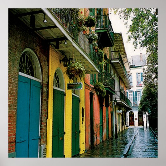 New Orleans French Quarter Scene Poster Print (Voorkant)