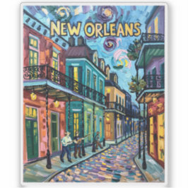 New Orleans French Quarter Van Gogh Style Travel Sticker