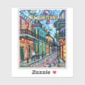 New Orleans French Quarter Van Gogh Style Travel Sticker (Vel)