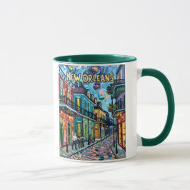 New Orleans French Quarter Van Gogh Style Vintage Mok