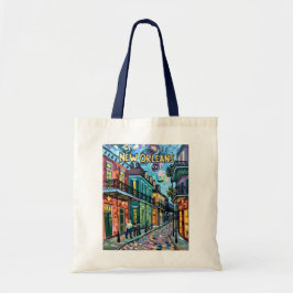 New Orleans French Quarter Van Gogh Style Vintage Tote Bag