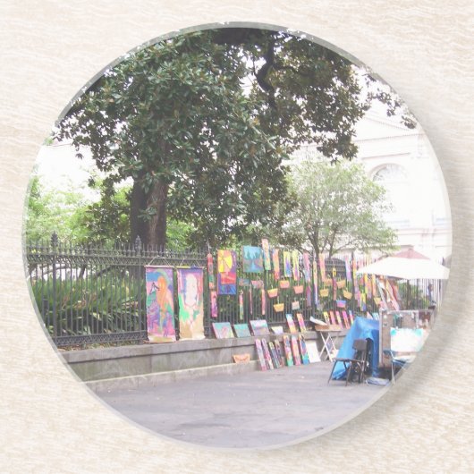 New Orleans French Quarter Zandsteen Onderzetter (Voorkant)