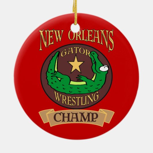 New Orleans Gator Champ Keramisch Ornament (Achterkant)