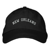 New Orleans geborduurd Basic Verstelbaar Pet Zwart (Voorkant)